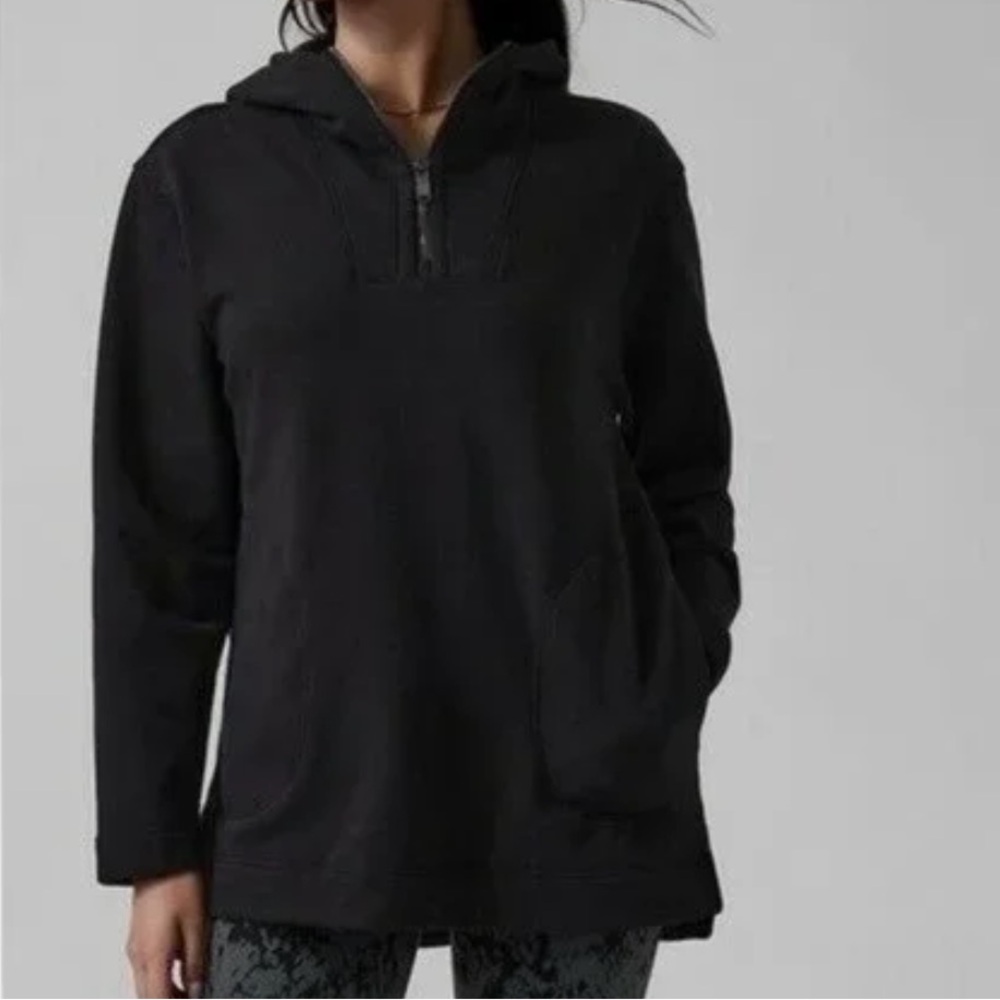 Athleta Black Retroplush Tunic Hoodie